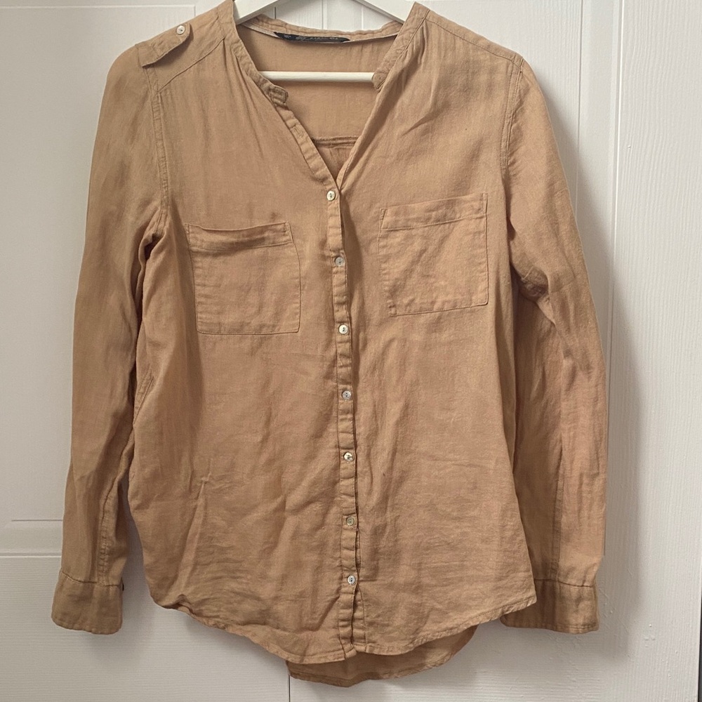 Zara Light Brown Button-Down Shirt